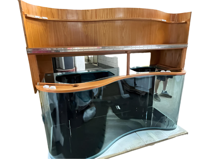 Aqua Vim 170g Glass Wave Reef-Ready Aquarium Set in Golden Oak