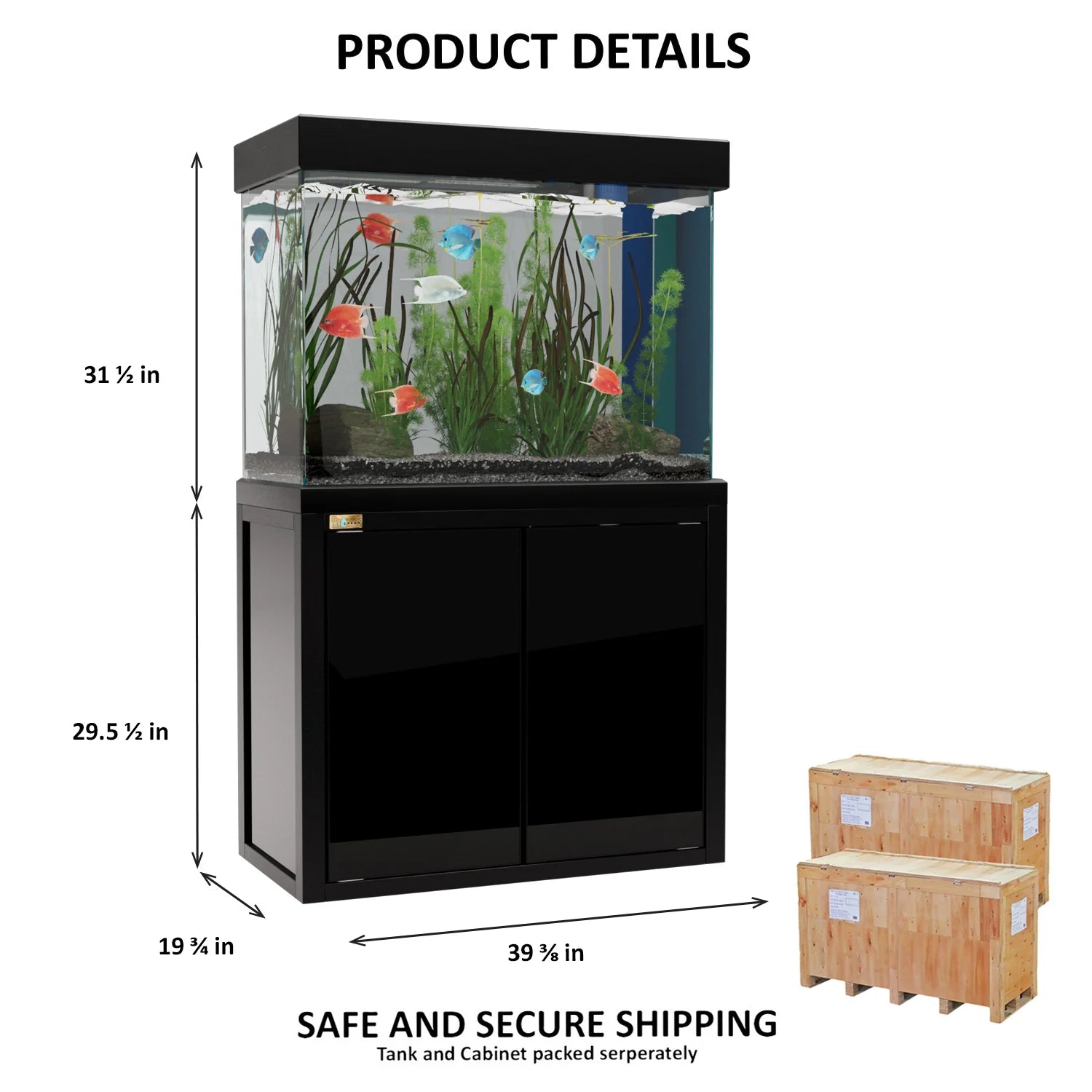 Aqua Dream Fish Tank 100 Gallon Tempered Glass Aquarium Black