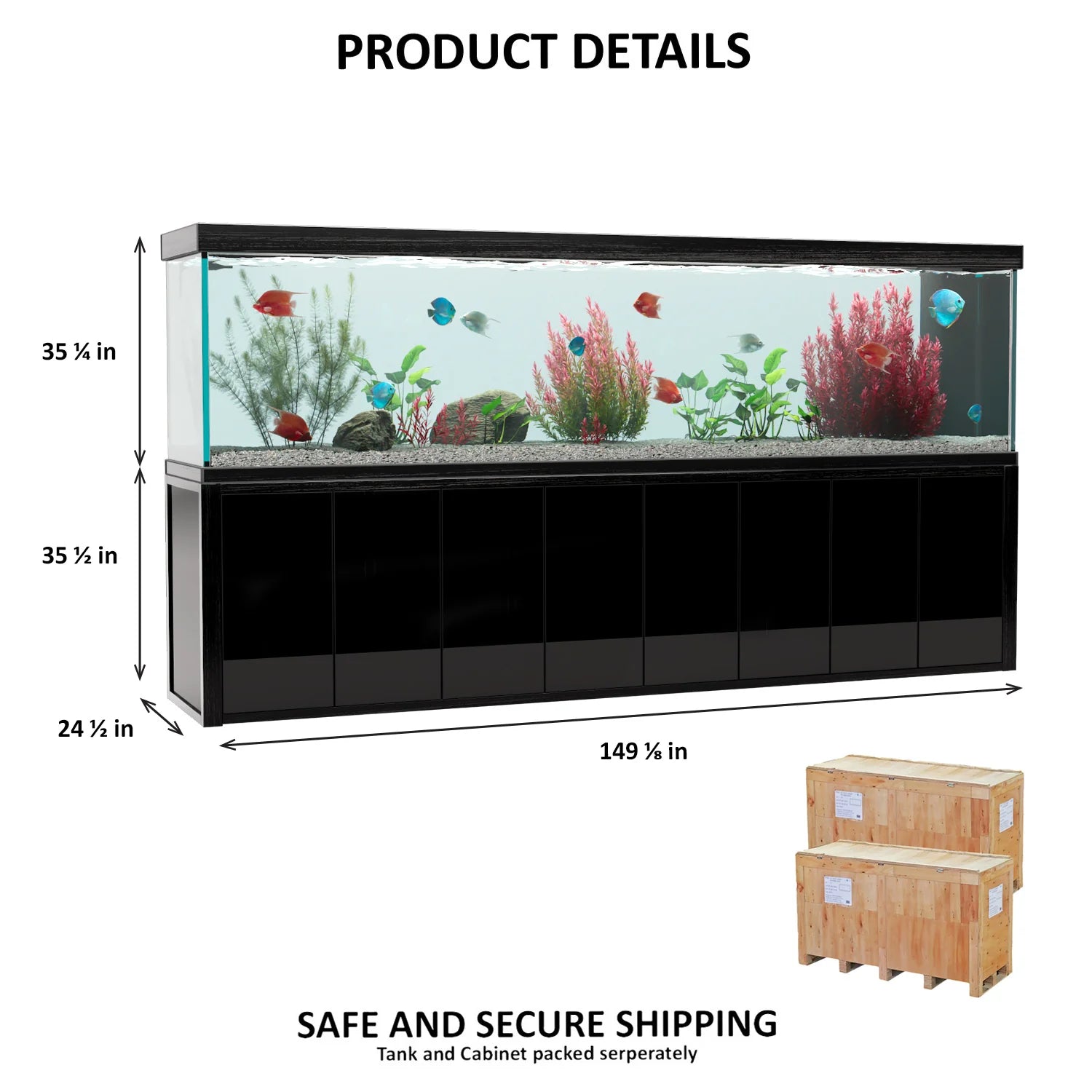 Aqua Dream Fish Tank 600 Gallon Aquarium Tempered Glass Black