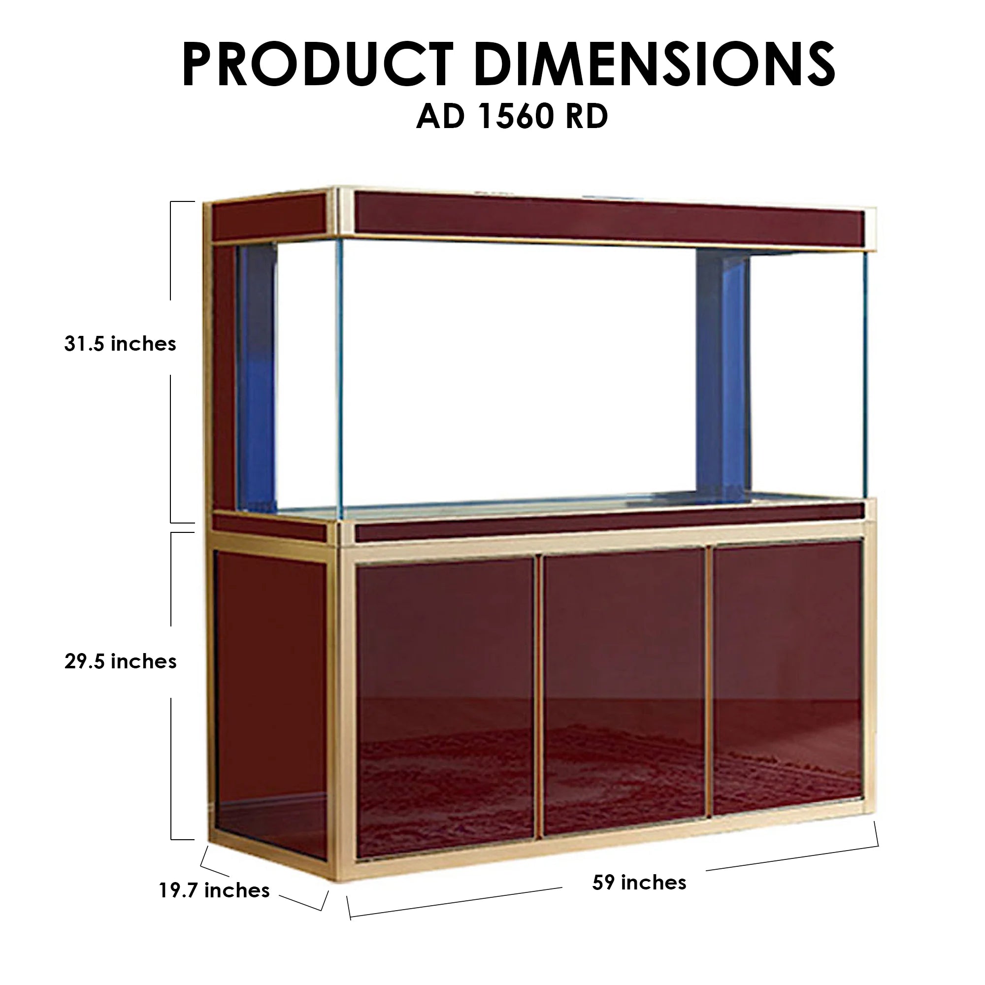Aqua Dream 175 Gallon Tempered Glass Aquarium Red and Gold