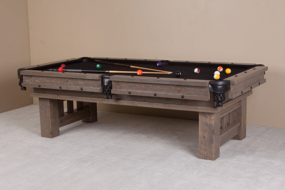 Barnwood Cheyenne Pool Table Weathered Grey Finish Viking Log Furniture