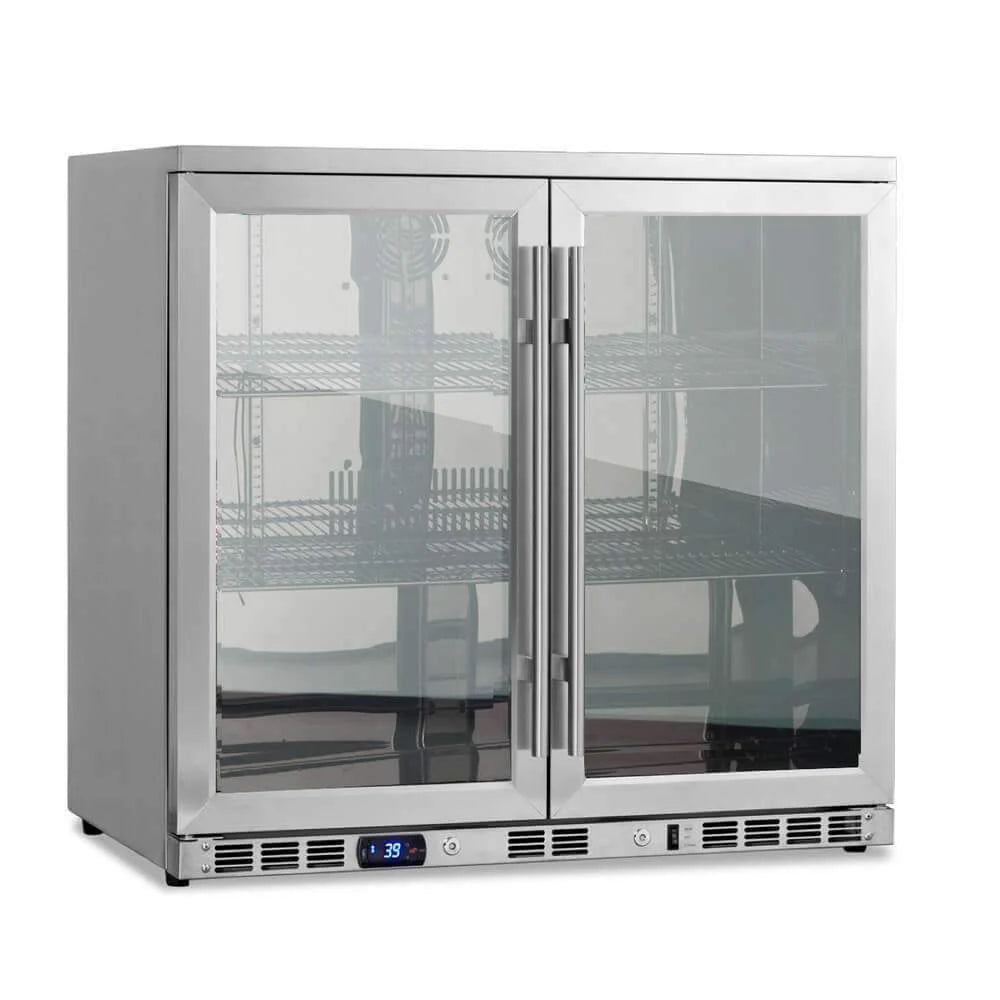 KingsBottle 36-Inch Heating Glass Dual Door Built In Beverage Fridge