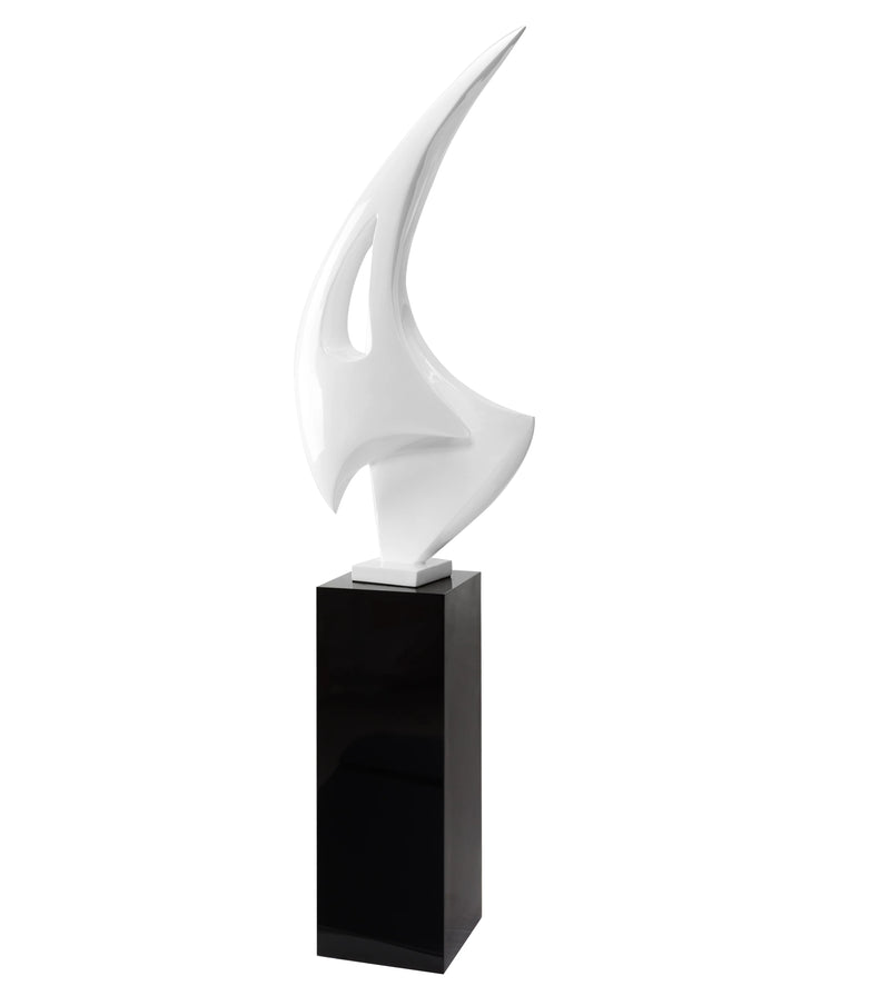 Finesse Decor White Sail Floor Sculpture With Black Stand, 70