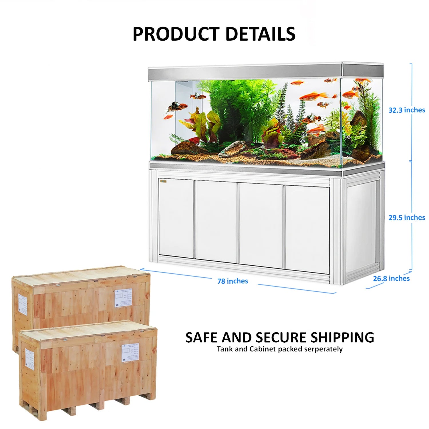 Aqua Dream 260 Gallon White and Silver Tempered Glass Aquarium