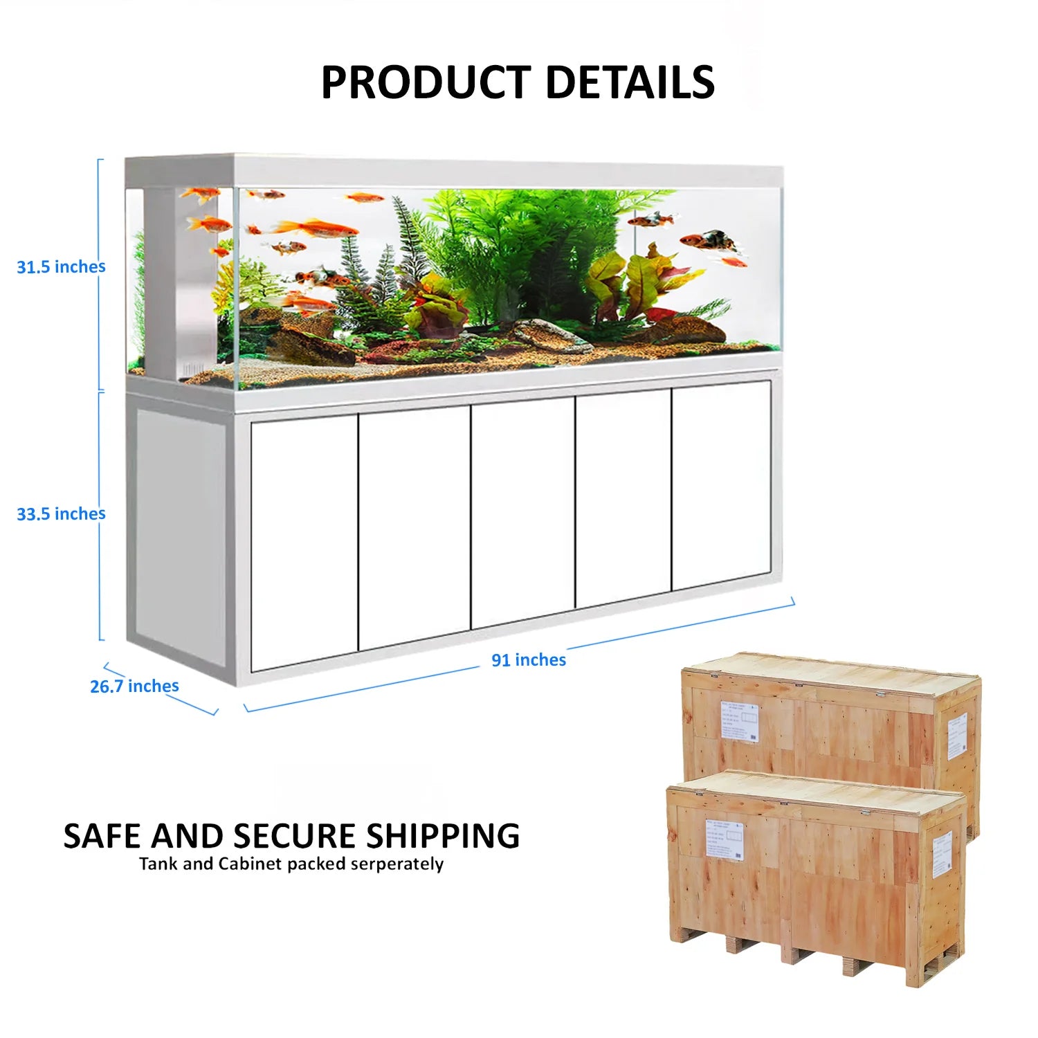 Aqua Dream 400 Gallon Tempered Glass Aquarium Set - White Silver