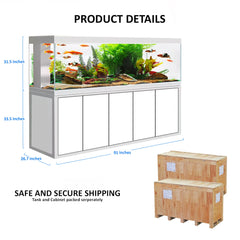 Aqua Dream 400 Gallon Tempered Glass Aquarium Set - White Silver