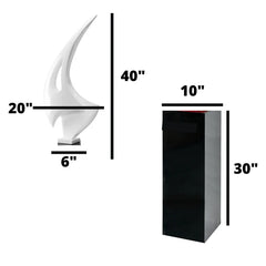 Finesse Decor White Sail Floor Sculpture With Black Stand, 70" Tall