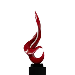 Finesse Decor Red Flame Floor Sculpture With Black Stand, 65" Tall