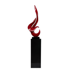 Finesse Decor Red Flame Floor Sculpture With Black Stand, 65" Tall