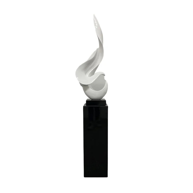 Finesse Decor White Flame Floor Sculpture With Black Stand, 65