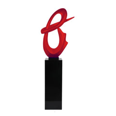 Finesse Decor Fluid Abstract 59" Tall Floor Sculpture // Red with Black Stand