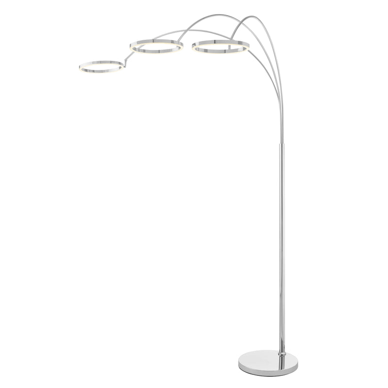 Finesse Decor LED Three Ring Hong Kong Arc Floor lamp // Chrome, Not Dimmable