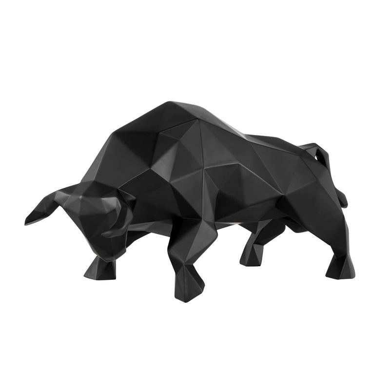 Finesse Decor Geometric Bull Sculpture // Matte Black