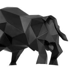 Finesse Decor Geometric Bull Sculpture // Matte Black