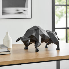 Finesse Decor Geometric Bull Sculpture // Matte Black