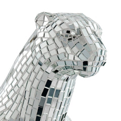 Finesse Decor Boli Sitting Panther Sculpture // Glass and Chrome