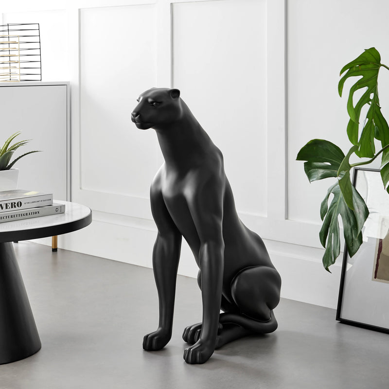 Finesse Decor Boli Sitting Panther Sculpture // Matte Black