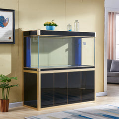 Aqua Dream 250 Gallon Tempered Glass Aquarium Black and Gold