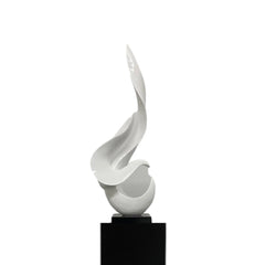 Finesse Decor Flame 65" Tall Floor Sculpture // White With Gray Stand