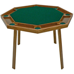 Kestell Oak 48" Octagon Compact Folding Poker Table 8 Person