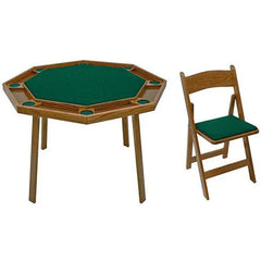 Kestell Oak 48" Octagon Compact Folding Poker Table 8 Person