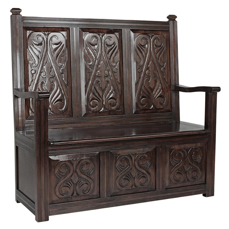 Historic Mahogany Monk's Bench Design Toscano