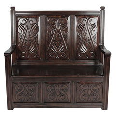 Historic Mahogany Monk's Bench Design Toscano