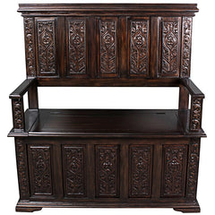 York Monastery Mahogany Gothic Bench Design Toscano