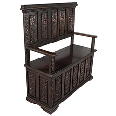 York Monastery Mahogany Gothic Bench Design Toscano