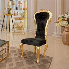 Delacroix Ebony Velvet Gilded Side Chair: Each Design Toscano