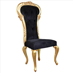 Delacroix Ebony Velvet Gilded Side Chair: Each Design Toscano