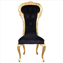 Delacroix Ebony Velvet Gilded Side Chair: Each Design Toscano