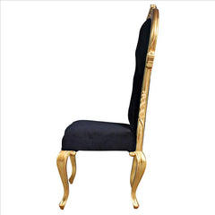 Delacroix Ebony Velvet Gilded Side Chair: Each Design Toscano