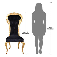 Delacroix Ebony Velvet Gilded Side Chair: Each Design Toscano