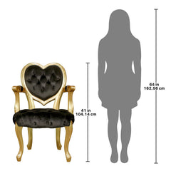 Sweetheart Victorian Heart-Backed Gilded Armchair Design Toscano