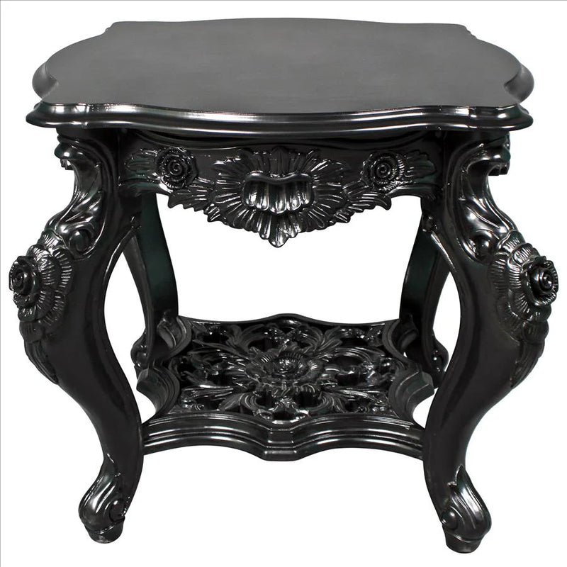 Ebony Rose Mahogany Side Table Design Toscano