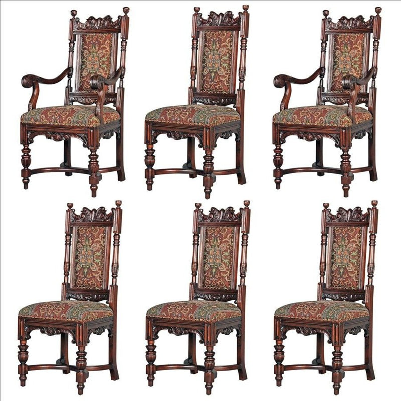 Grand Classic Edwardian Dining Chairs: Set of Six (2 Armchairs, 4 Side Chairs) Design Toscano