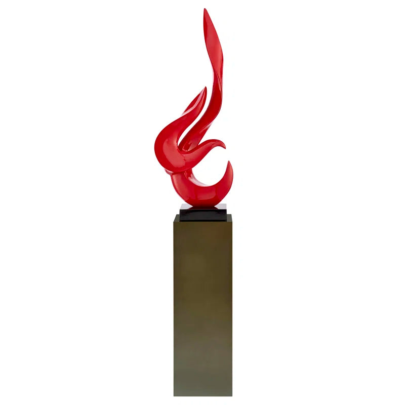 Finesse Decor Red Flame Floor Sculpture With Gray Stand, 65" Tall