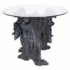 Warwickshire Gothic Dragon Glass-Topped Sculptural Coffee Table Design Toscano