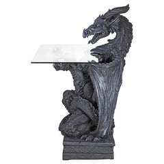 The Subservient Dragon Glass-Topped Sculptural Table Design Toscano