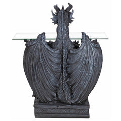 The Subservient Dragon Glass-Topped Sculptural Table Design Toscano