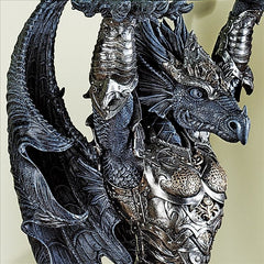 Hastings the Gothic Warrior Dragon Glass-Topped Sculptural Table Design Toscano