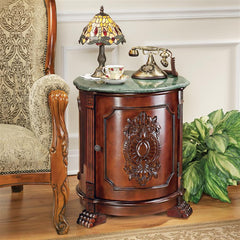 Tambour Manor Marble-Topped Drum Accent Table Design Toscano