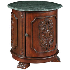 Tambour Manor Marble-Topped Drum Accent Table Design Toscano