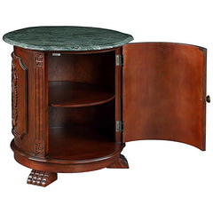 Tambour Manor Marble-Topped Drum Accent Table Design Toscano