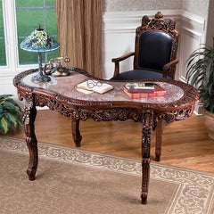 The Mountbatten Hardwood Marble-Topped Desk Design Toscano