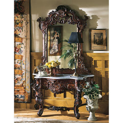 Hapsburg Mirror and Marble Topped Console Table Set Design Toscano