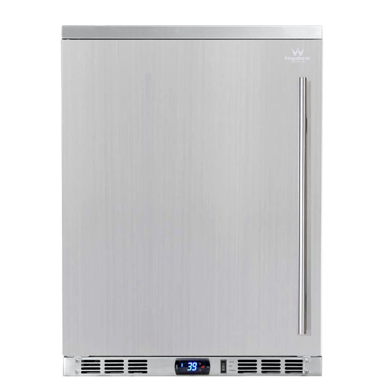 KingsBottle 24-Inch Outdoor Beverage Refrigerator with Solid Stainless Steel Door