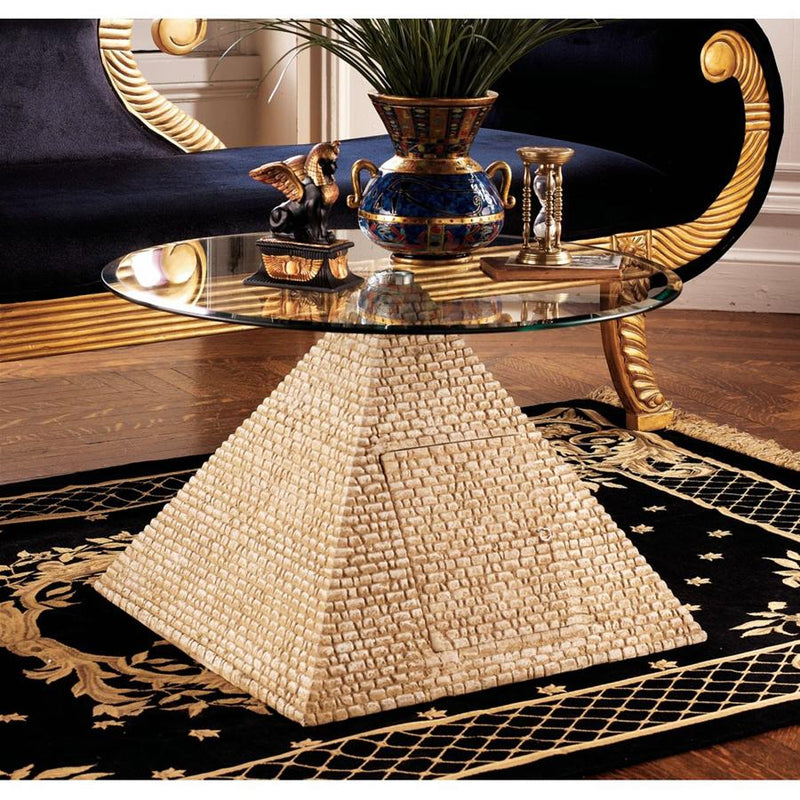 Great Egyptian Pyramid of Giza Sculptural Glass-Topped Table Design Toscano