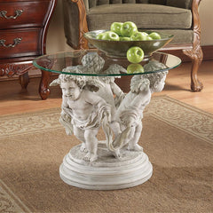 Bernini's Cherubs Glass-Top Sculptural Table Design Toscano